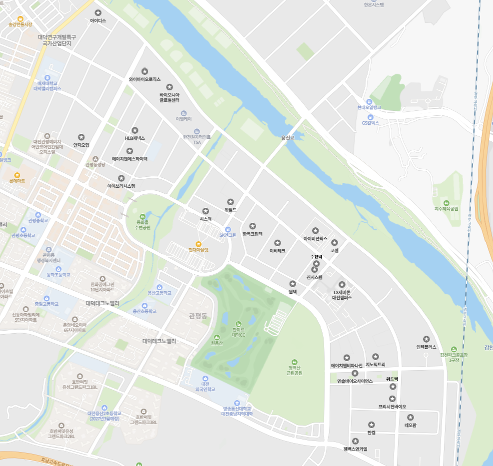 상장기업 위치도 현황(관평동)